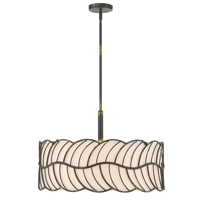 Golden - 4501-5P ABI - Five Light Pendant - Simbolo - Antique Black Iron