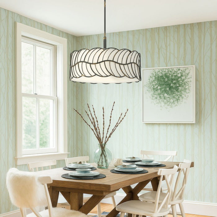 Golden - 4501-5P ABI - Five Light Pendant - Simbolo - Antique Black Iron