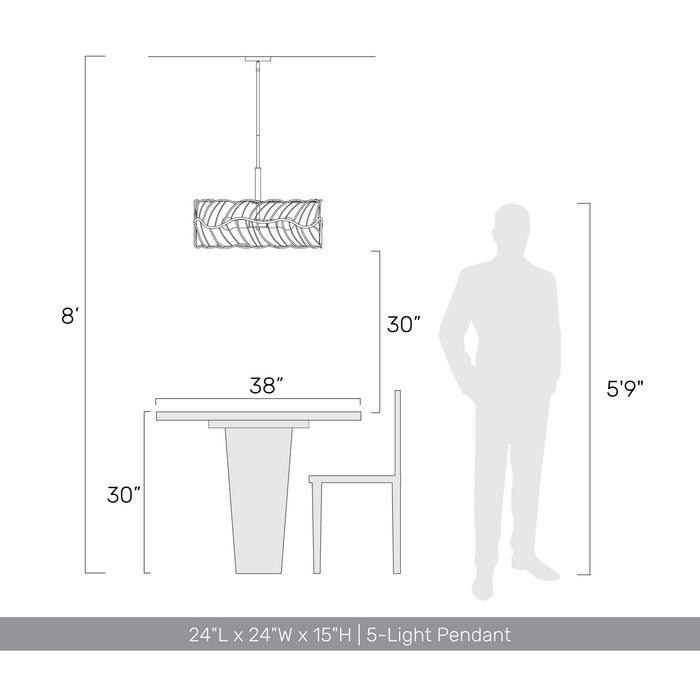 Golden - 4501-5P AM - Five Light Pendant - Simbolo - Almond