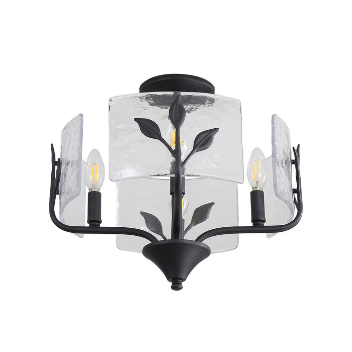 Golden - 4503-4SF NB-HWG - Four Light Semi-Flush Mount - Bloem - Natural Black