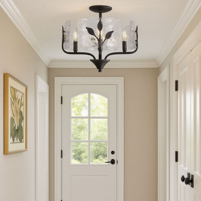 Golden - 4503-4SF NB-HWG - Four Light Semi-Flush Mount - Bloem - Natural Black