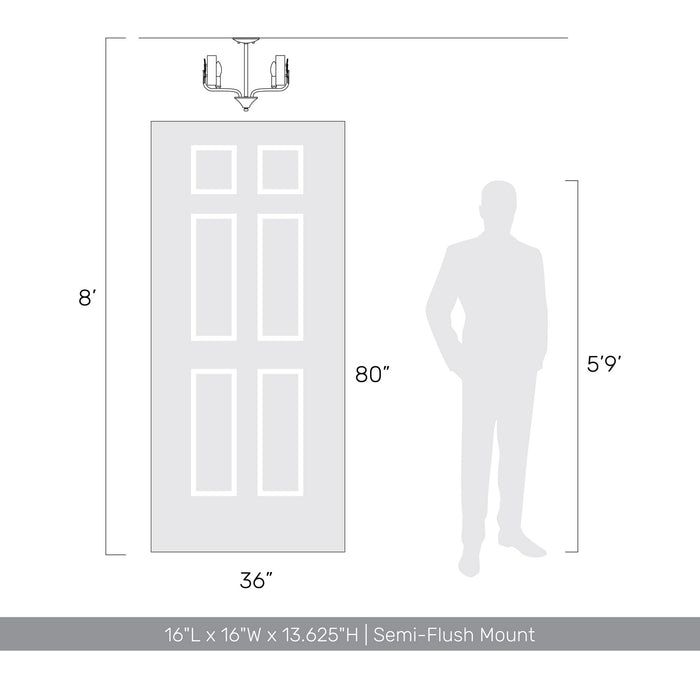 Golden - 4503-4SF WG-HWG - Four Light Semi-Flush Mount - Bloem - White Gold