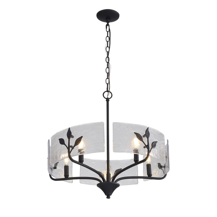 Golden - 4503-5P NB-HWG - Five Light Pendant - Bloem - Natural Black