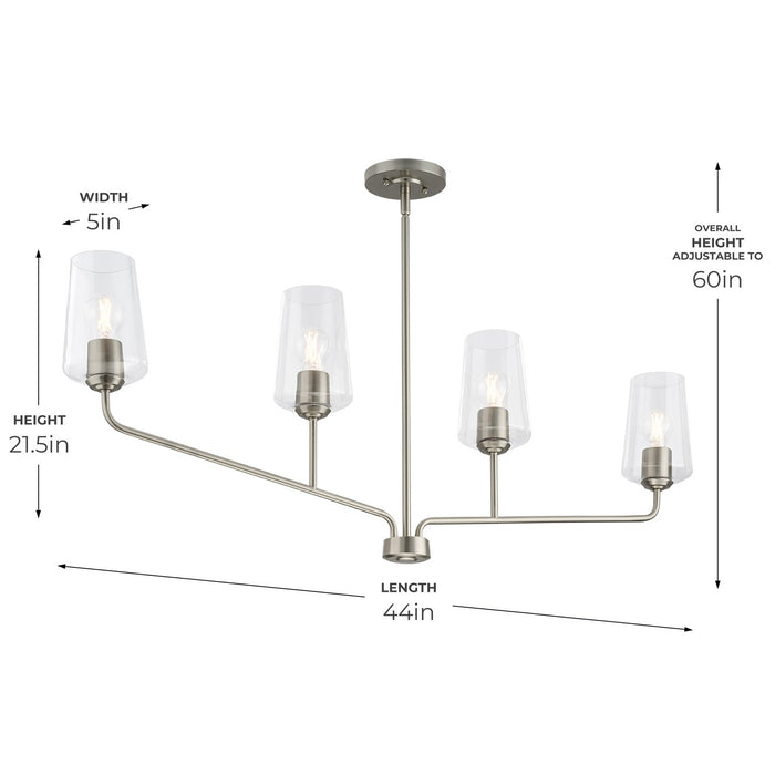 Progress Lighting - P400441-009 - Four Light Linear Chandelier - Celino - Brushed Nickel