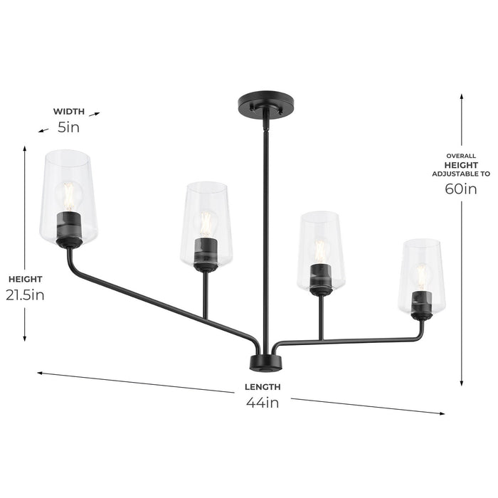 Progress Lighting - P400441-031 - Four Light Linear Chandelier - Celino - Black