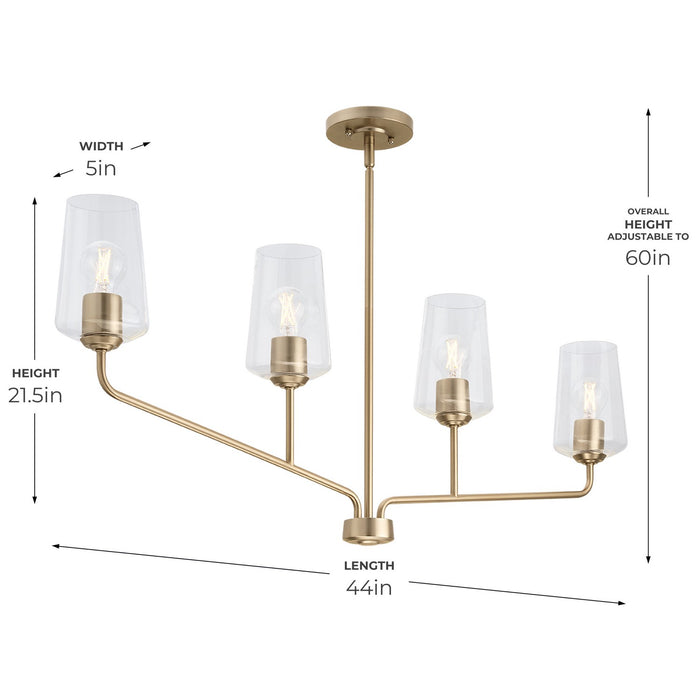 Progress Lighting - P400441-177 - Four Light Linear Chandelier - Celino - Champagne Bronze