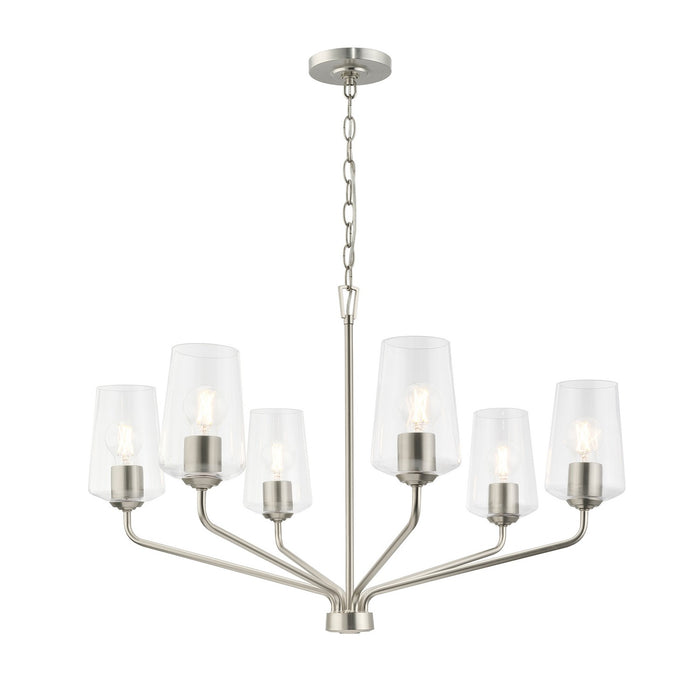 Progress Lighting - P400443-009 - Six Light Chandelier - Celino - Brushed Nickel