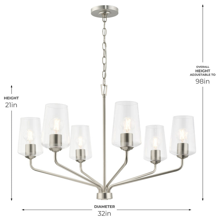 Progress Lighting - P400443-009 - Six Light Chandelier - Celino - Brushed Nickel