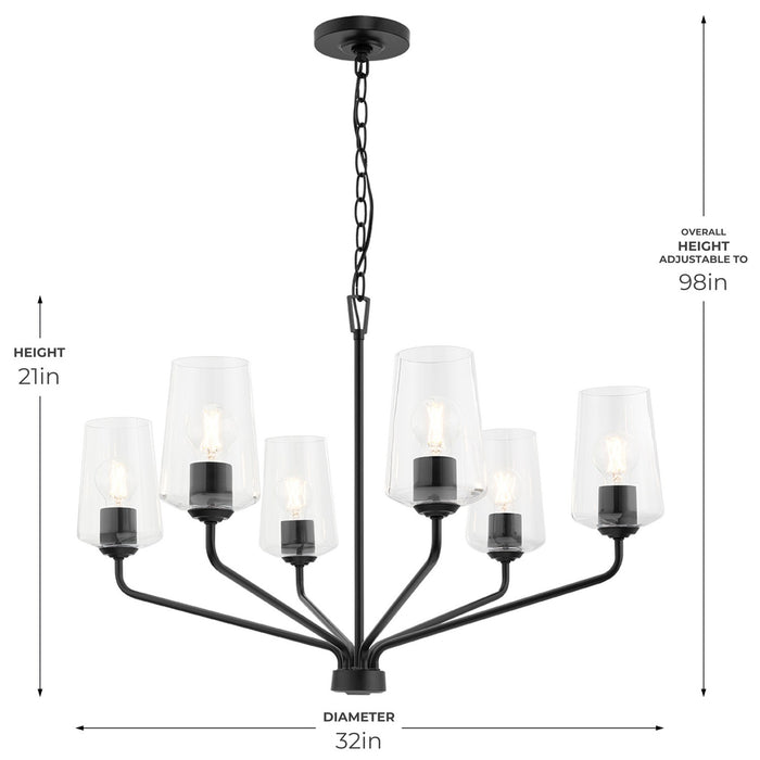 Progress Lighting - P400443-031 - Six Light Chandelier - Celino - Black