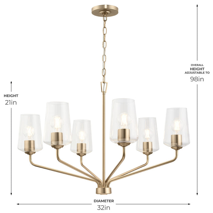 Progress Lighting - P400443-177 - Six Light Chandelier - Celino - Champagne Bronze
