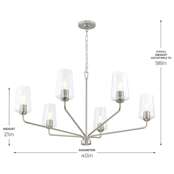 Progress Lighting - P400444-009 - Six Light Chandelier - Celino - Brushed Nickel