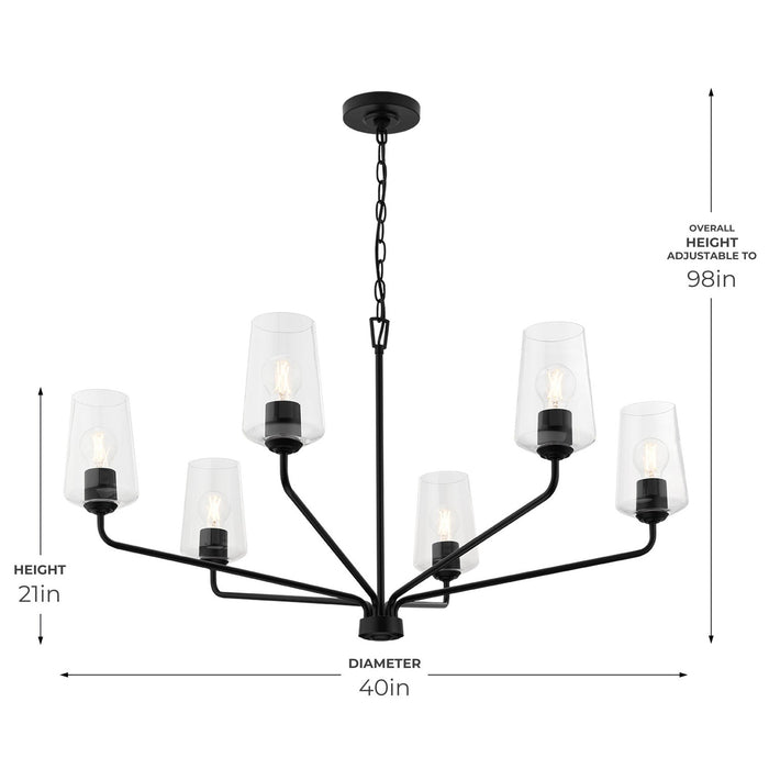 Progress Lighting - P400444-031 - Six Light Chandelier - Celino - Black