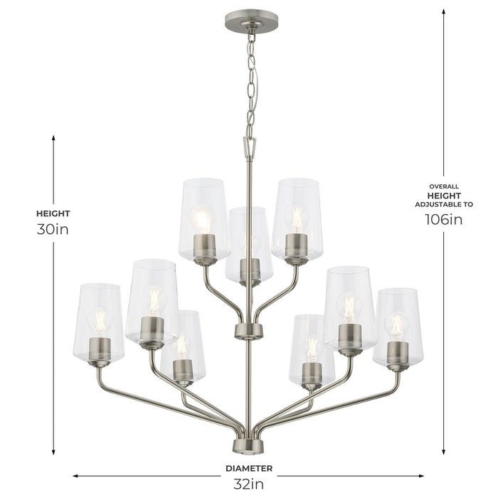 Progress Lighting - P400445-009 - Nine Light Chandelier - Celino - Brushed Nickel