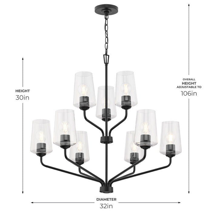 Progress Lighting - P400445-031 - Nine Light Chandelier - Celino - Black