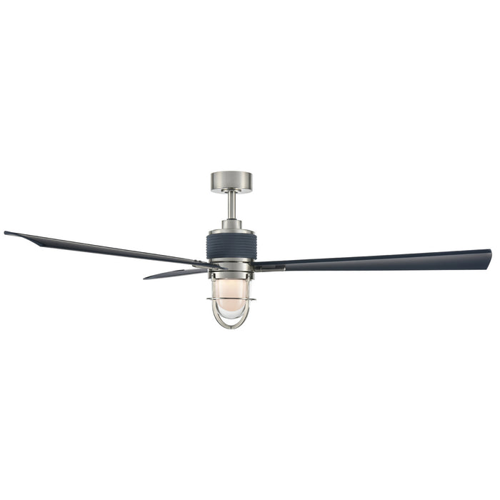 Minka Aire - F768L-BNW/NVY - 65"Ceiling Fan - Nauticus - Brushed Nickel Wet With Navy Blades
