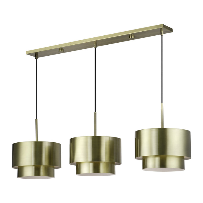 Livex Lighting - 40053-01 - Three Light Linear Chandelier - Zolana - Antique Brass