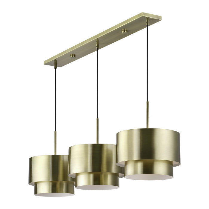 Livex Lighting - 40053-01 - Three Light Linear Chandelier - Zolana - Antique Brass