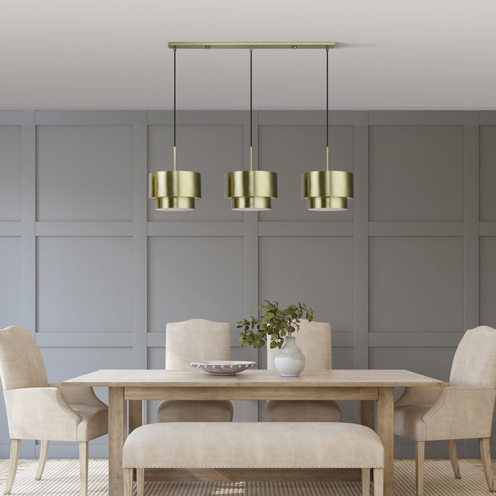 Livex Lighting - 40053-01 - Three Light Linear Chandelier - Zolana - Antique Brass