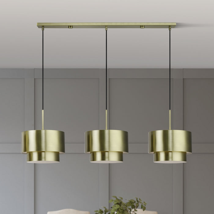 Livex Lighting - 40053-01 - Three Light Linear Chandelier - Zolana - Antique Brass