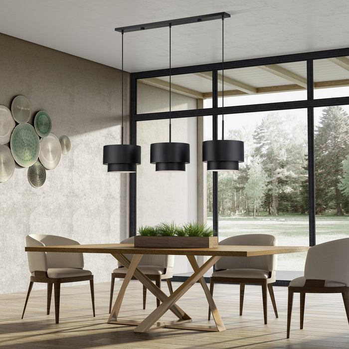 Livex Lighting - 40053-04 - Three Light Linear Chandelier - Zolana - Black