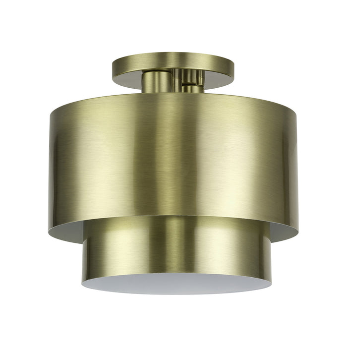 Livex Lighting - 40054-01 - Two Light Semi-Flush Mount - Zolana - Antique Brass
