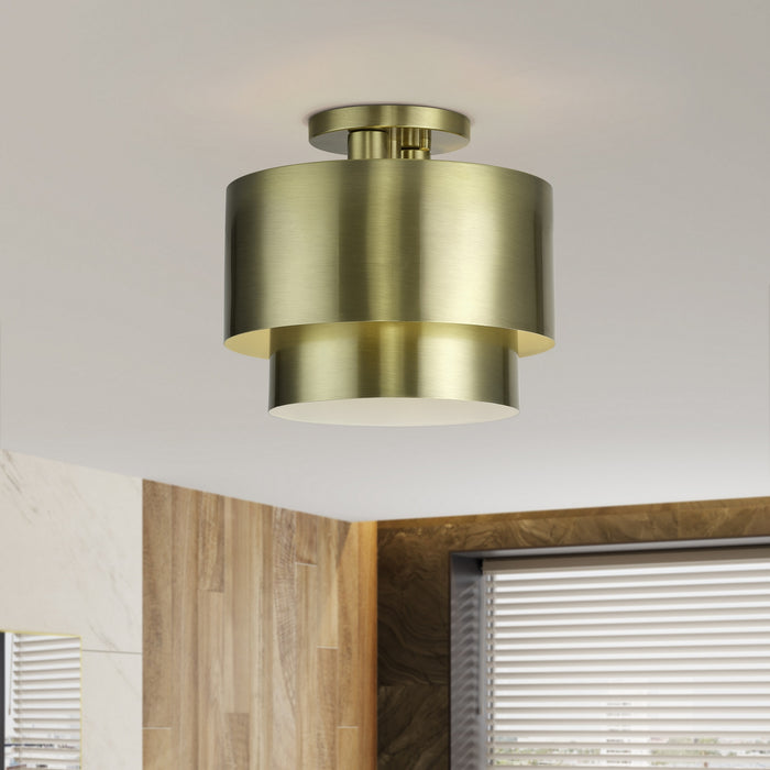 Livex Lighting - 40054-01 - Two Light Semi-Flush Mount - Zolana - Antique Brass