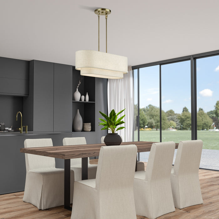 Livex Lighting - 41933-01 - Three Light Linear Chandelier - Manorwood - Antique Brass