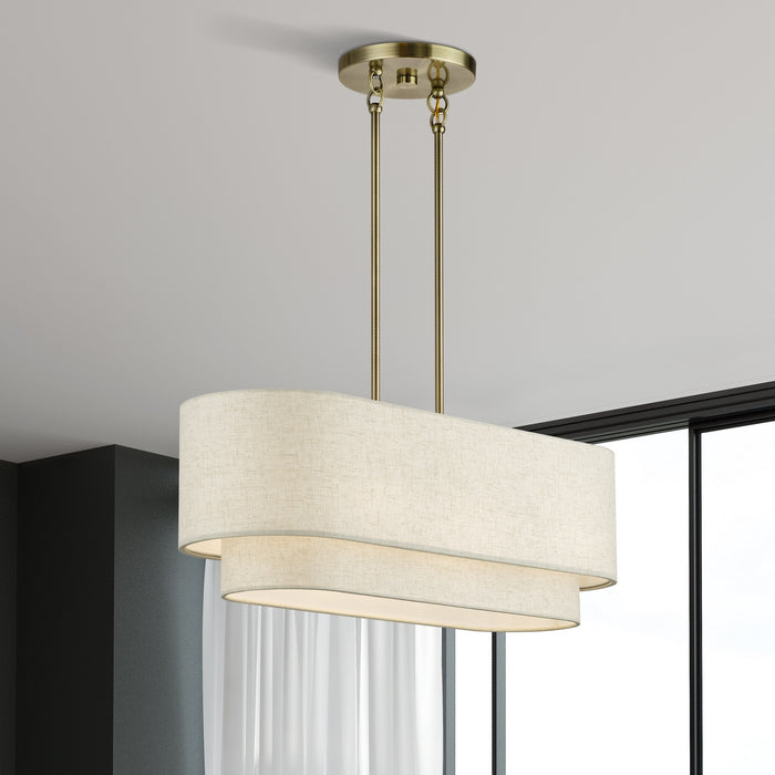 Livex Lighting - 41933-01 - Three Light Linear Chandelier - Manorwood - Antique Brass