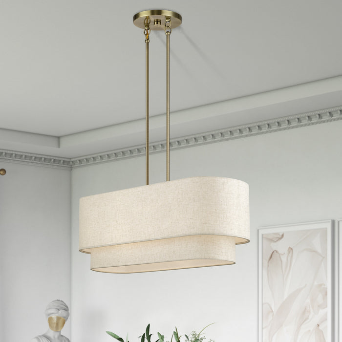 Livex Lighting - 41934-01 - Four Light Linear Chandelier - Manorwood - Antique Brass