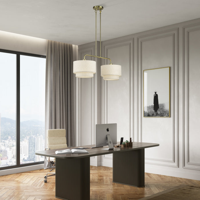 Livex Lighting - 41942-01 - Two Light Linear Chandelier - Manorwood - Antique Brass