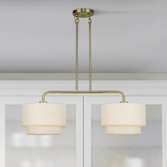 Livex Lighting - 41942-01 - Two Light Linear Chandelier - Manorwood - Antique Brass