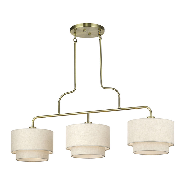 Livex Lighting - 41943-01 - Three Light Linear Chandelier - Manorwood - Antique Brass