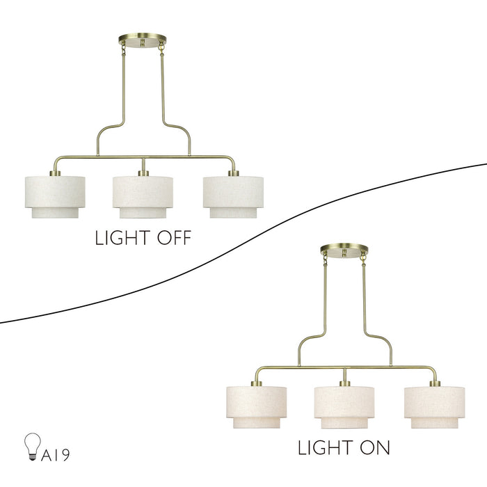 Livex Lighting - 41943-01 - Three Light Linear Chandelier - Manorwood - Antique Brass