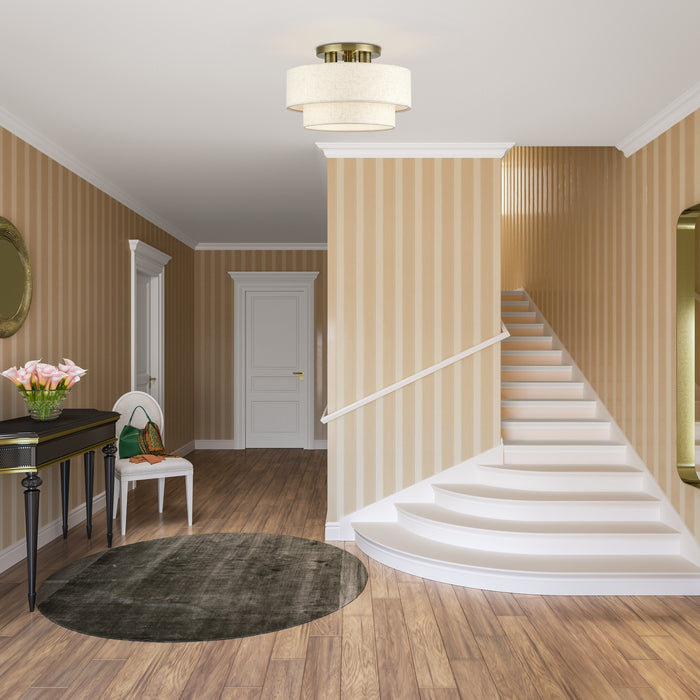 Livex Lighting - 41944-01 - Three Light Semi-Flush Mount - Manorwood - Antique Brass