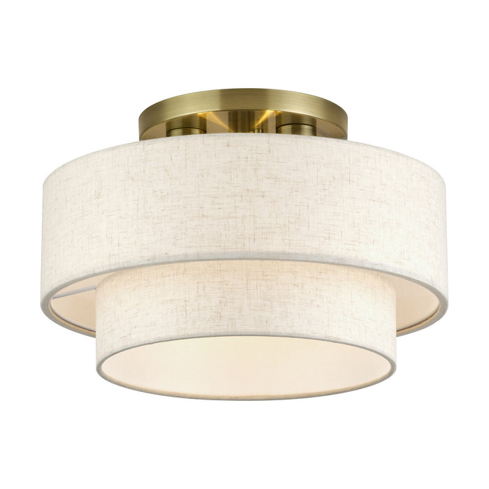 Livex Lighting - 41944-01 - Three Light Semi-Flush Mount - Manorwood - Antique Brass