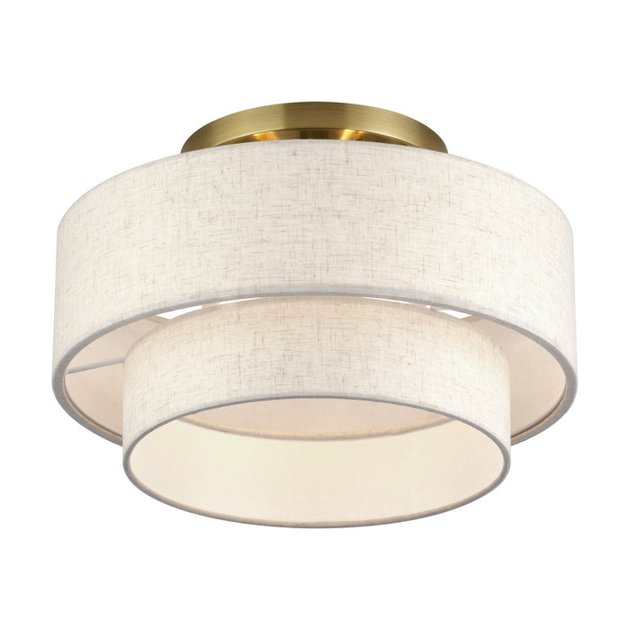 Livex Lighting - 41944-01 - Three Light Semi-Flush Mount - Manorwood - Antique Brass