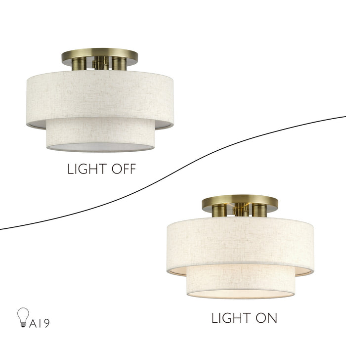 Livex Lighting - 41944-01 - Three Light Semi-Flush Mount - Manorwood - Antique Brass
