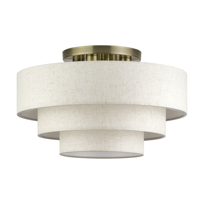 Livex Lighting - 41946-01 - Four Light Semi-Flush Mount - Manorwood - Antique Brass