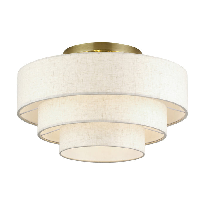 Livex Lighting - 41946-01 - Four Light Semi-Flush Mount - Manorwood - Antique Brass