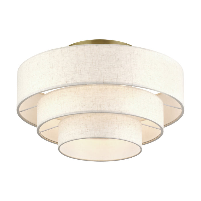 Livex Lighting - 41946-01 - Four Light Semi-Flush Mount - Manorwood - Antique Brass