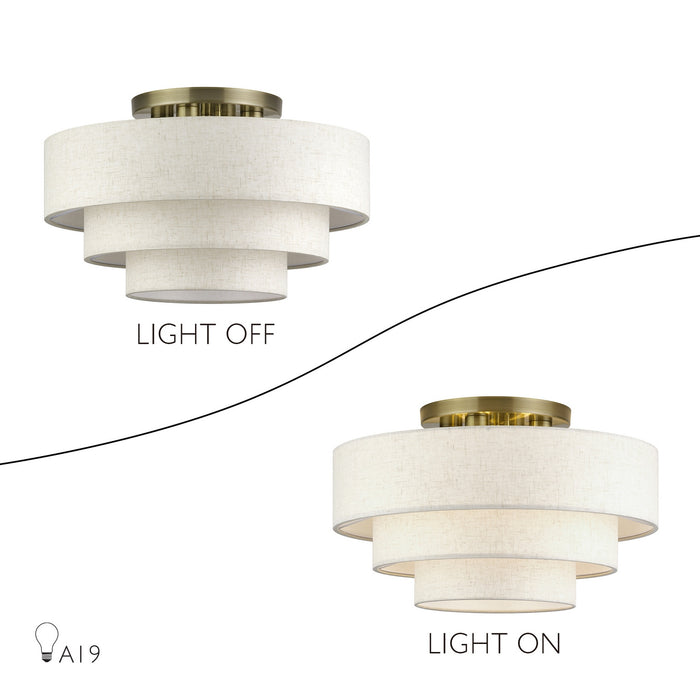 Livex Lighting - 41946-01 - Four Light Semi-Flush Mount - Manorwood - Antique Brass