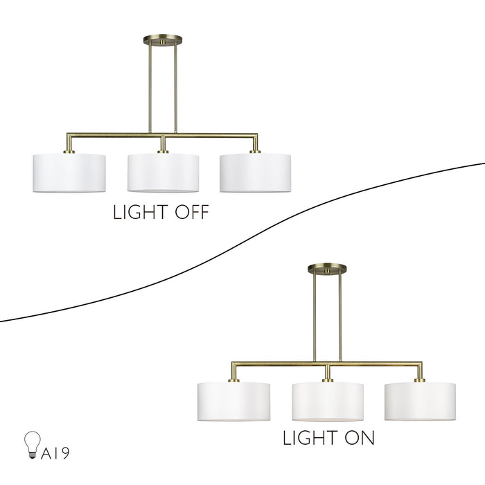 Livex Lighting - 45493-01 - Three Light Linear Chandelier - Meridian - Antique Brass