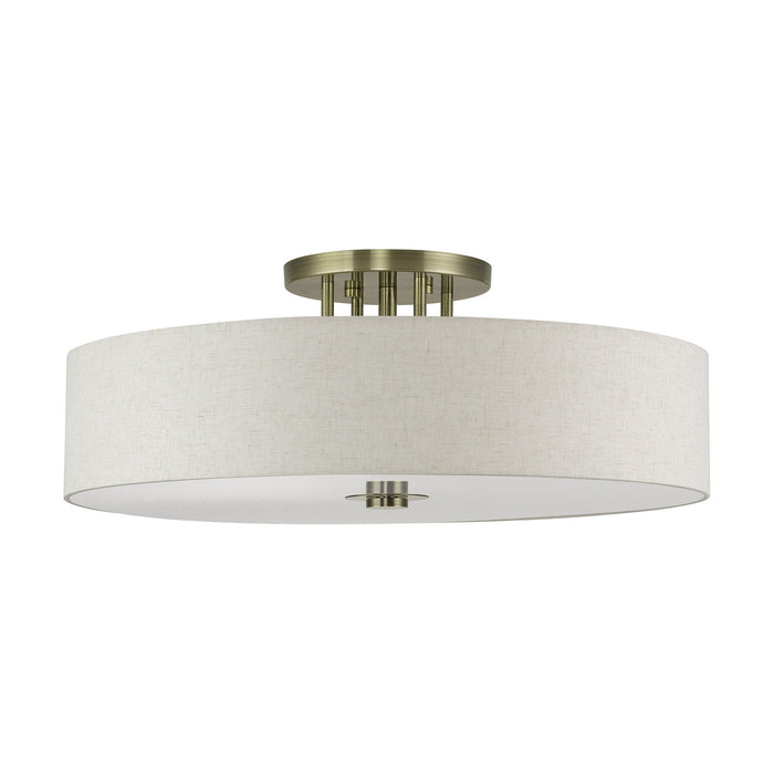 Livex Lighting - 45848-01 - Six Light Semi-Flush Mount - Monroe - Antique Brass