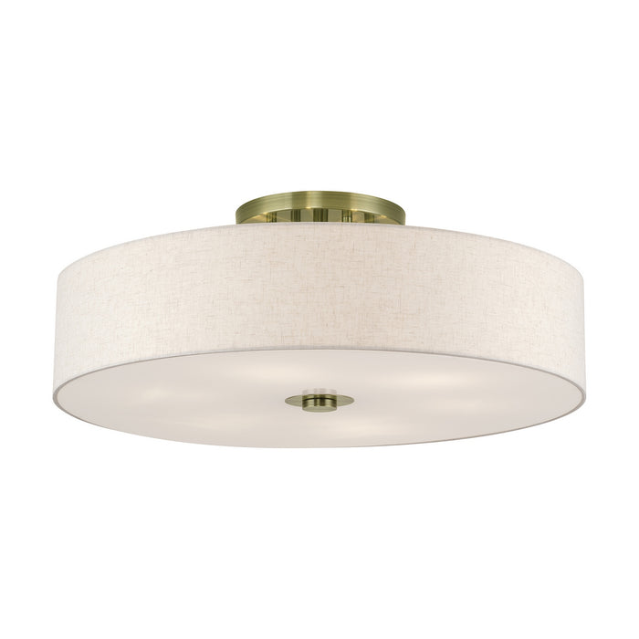 Livex Lighting - 45848-01 - Six Light Semi-Flush Mount - Monroe - Antique Brass