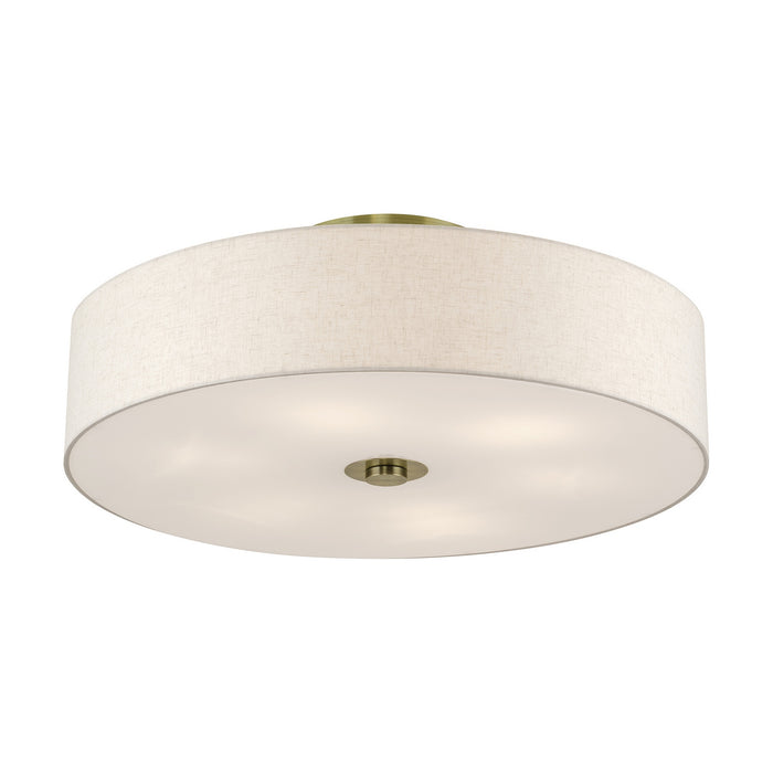 Livex Lighting - 45848-01 - Six Light Semi-Flush Mount - Monroe - Antique Brass