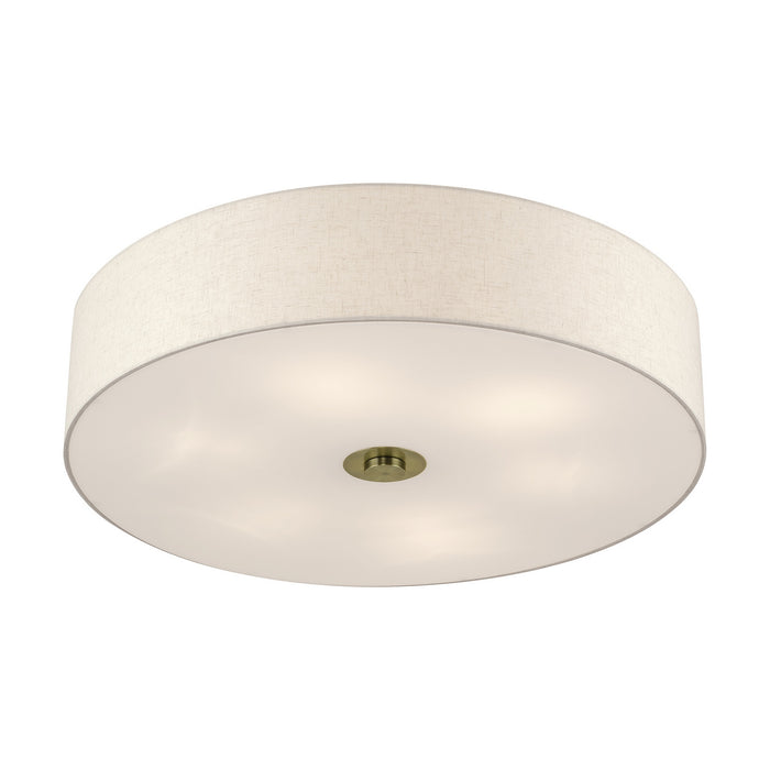 Livex Lighting - 45848-01 - Six Light Semi-Flush Mount - Monroe - Antique Brass