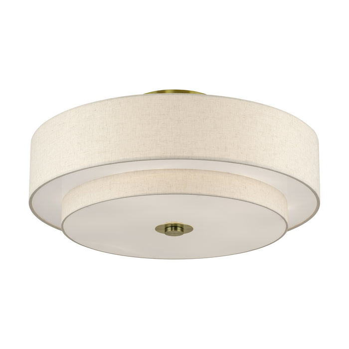 Livex Lighting - 45849-01 - Six Light Semi-Flush Mount - Monroe - Antique Brass