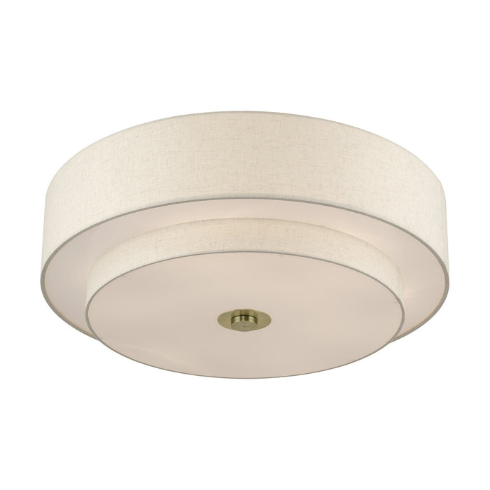 Livex Lighting - 45849-01 - Six Light Semi-Flush Mount - Monroe - Antique Brass