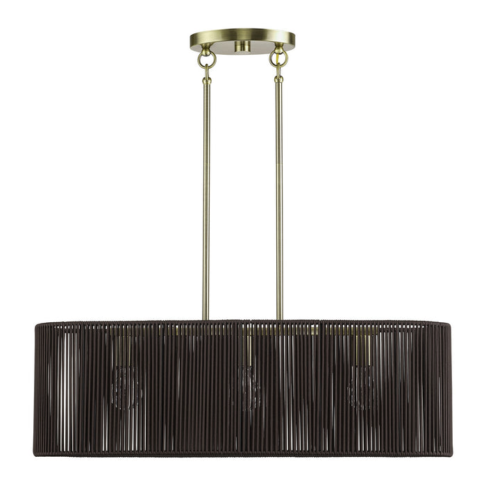 Livex Lighting - 49127-01 - Three Light Linear Chandelier - Acordia - Antique Brass