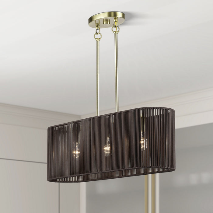 Livex Lighting - 49127-01 - Three Light Linear Chandelier - Acordia - Antique Brass